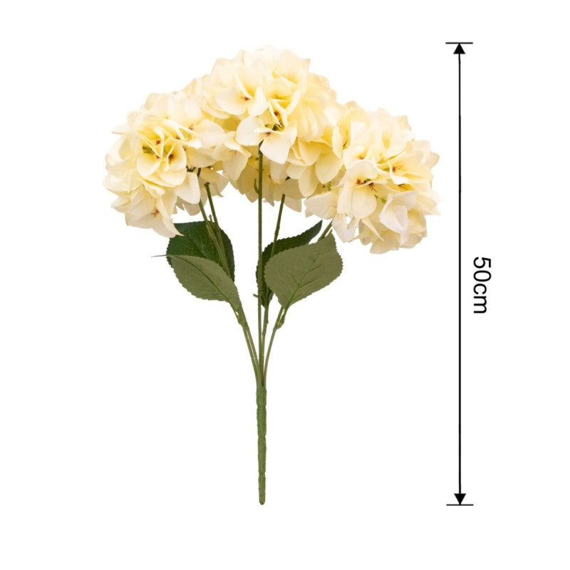 Buchet hortensie artificială cu 5 ramuri și 6 capete, 50 cm ❘ diverse culori