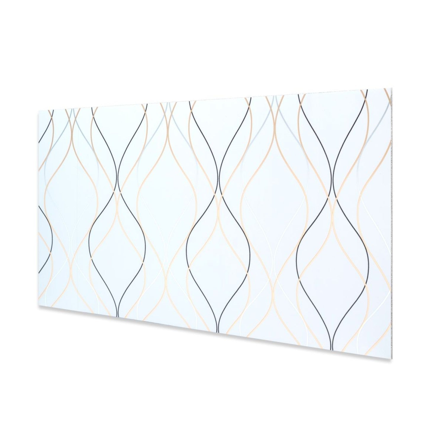 Set 6 panouri decorative autoadezive cu folie de aluminiu, design cu linii, suprafața acoperită 1.08 m², 60x30 cm, Negru/Alb/Gri deschis/Alb-gri ❘ D71__