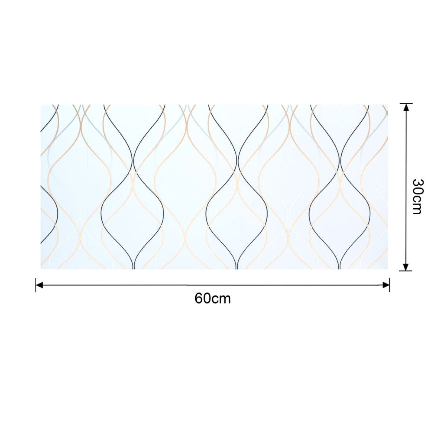 Set 6 panouri decorative autoadezive cu folie de aluminiu, design cu linii, suprafața acoperită 1.08 m², 60x30 cm, Negru/Alb/Gri deschis/Alb-gri ❘ D71__