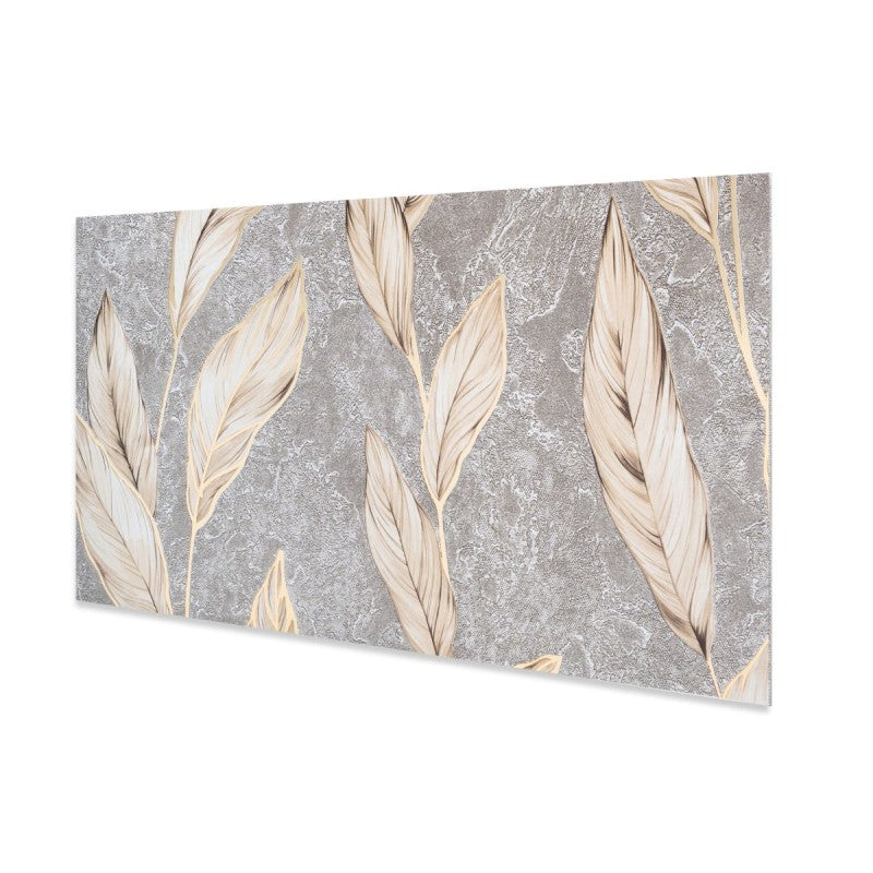 Set 6 panouri decorative autoadezive cu folie de aluminiu, model cu pene, suprafața acoperită 1.08 m², 60x30 cm, Gri/Verde/Alb ❘ D7114-Set6 / D7115-Set6 /  D7109-Set6