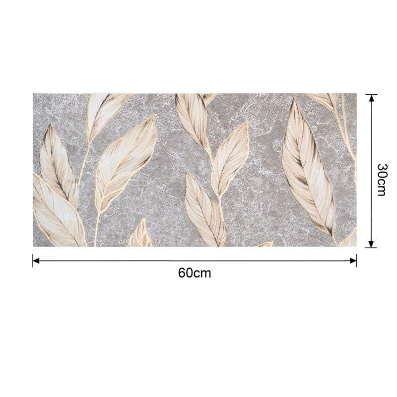 Set 6 panouri decorative autoadezive cu folie de aluminiu, model cu pene, suprafața acoperită 1.08 m², 60x30 cm, Gri/Verde/Alb ❘ D7114-Set6 / D7115-Set6 /  D7109-Set6