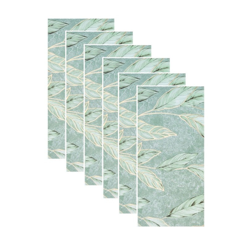 Set 6 panouri decorative autoadezive cu folie de aluminiu, model cu pene, suprafața acoperită 1.08 m², 60x30 cm, Gri/Verde/Alb ❘ D7114-Set6 / D7115-Set6 /  D7109-Set6