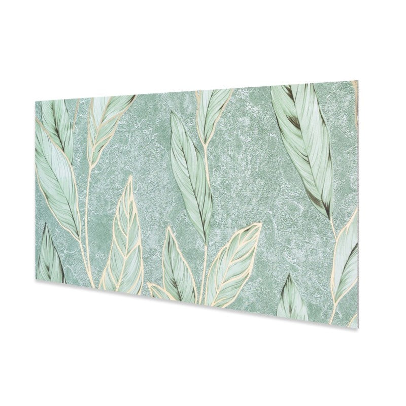 Set 6 panouri decorative autoadezive cu folie de aluminiu, model cu pene, suprafața acoperită 1.08 m², 60x30 cm, Gri/Verde/Alb ❘ D7114-Set6 / D7115-Set6 /  D7109-Set6