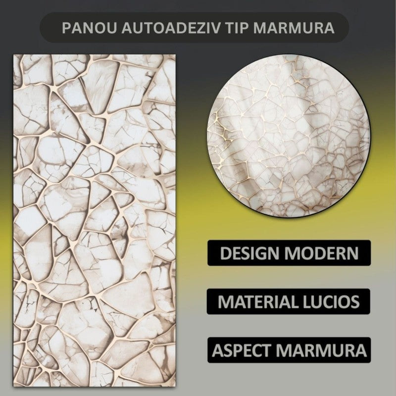 Set 6 panouri decorative autoadezive cu folie de aluminiu, efect marmură, suprafața acoperită 1.08 m², 60x30 cm, diverse culori ❘ D71__