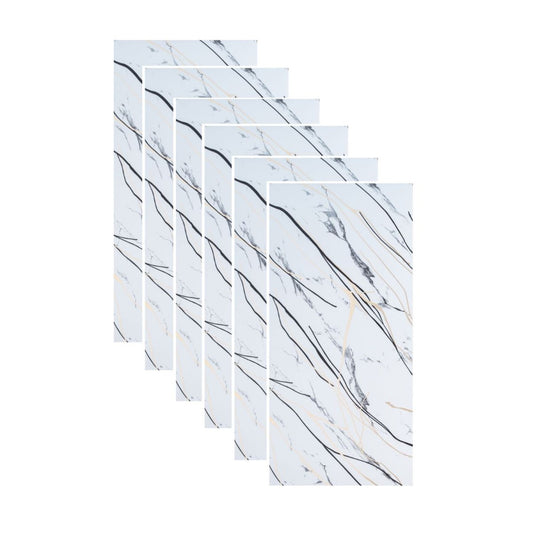 Set 6 panouri decorative autoadezive cu folie de aluminiu, design cu linii, suprafața acoperită 1.08 m², 60x30 cm, Negru/Alb/Gri deschis/Alb-gri ❘ D71__