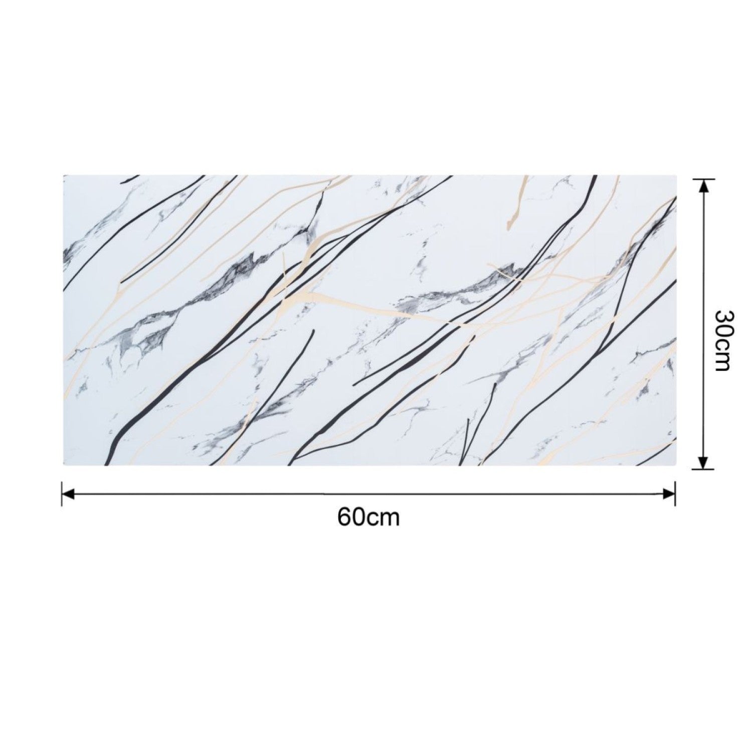 Set 6 panouri decorative autoadezive cu folie de aluminiu, design cu linii, suprafața acoperită 1.08 m², 60x30 cm, Negru/Alb/Gri deschis/Alb-gri ❘ D71__