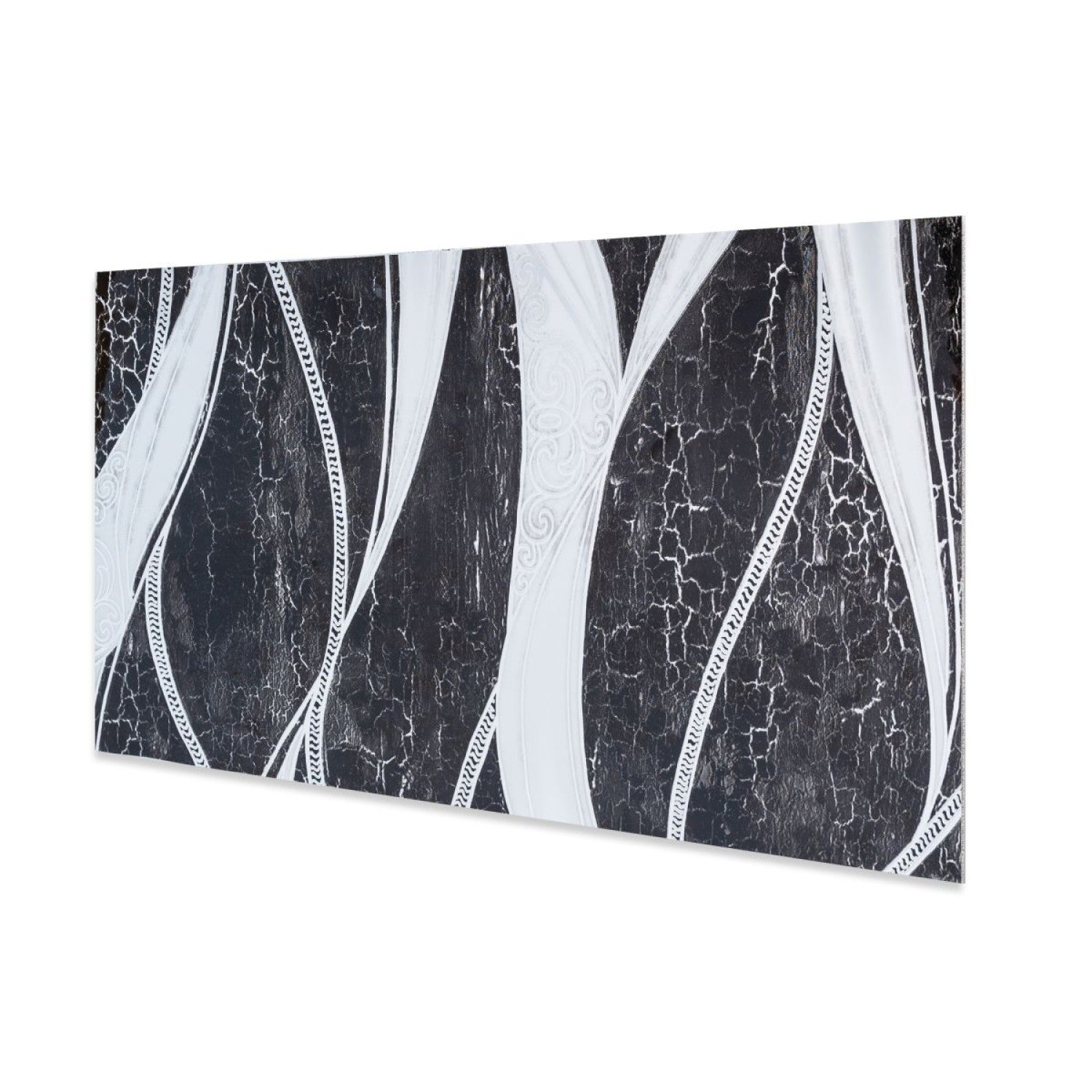 Set 6 panouri decorative autoadezive cu folie de aluminiu, design cu linii, suprafața acoperită 1.08 m², 60x30 cm, Negru/Alb/Gri deschis/Alb-gri ❘ D71__