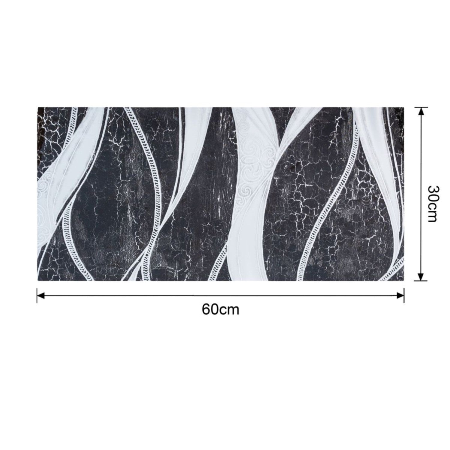 Set 6 panouri decorative autoadezive cu folie de aluminiu, design cu linii, suprafața acoperită 1.08 m², 60x30 cm, Negru/Alb/Gri deschis/Alb-gri ❘ D71__
