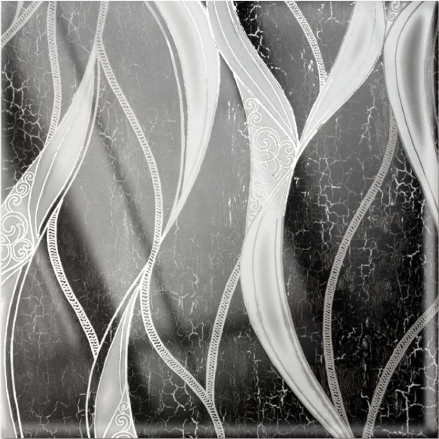 Set 6 panouri decorative autoadezive cu folie de aluminiu, design cu linii, suprafața acoperită 1.08 m², 60x30 cm, Negru/Alb/Gri deschis/Alb-gri ❘ D71__