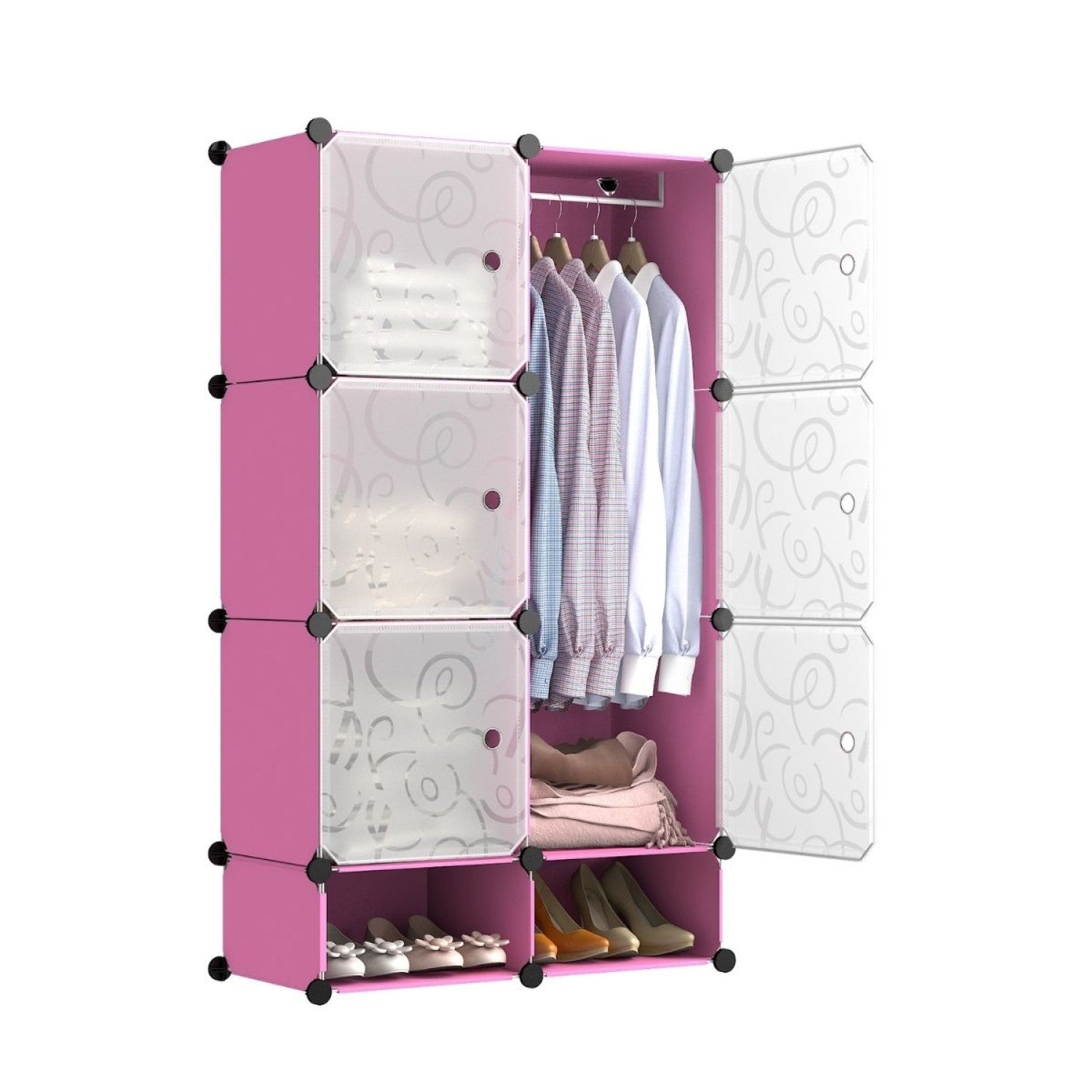 Dulap Modular, 6 Usi, 127x75x37cm, Roz ❘ D7138-modular