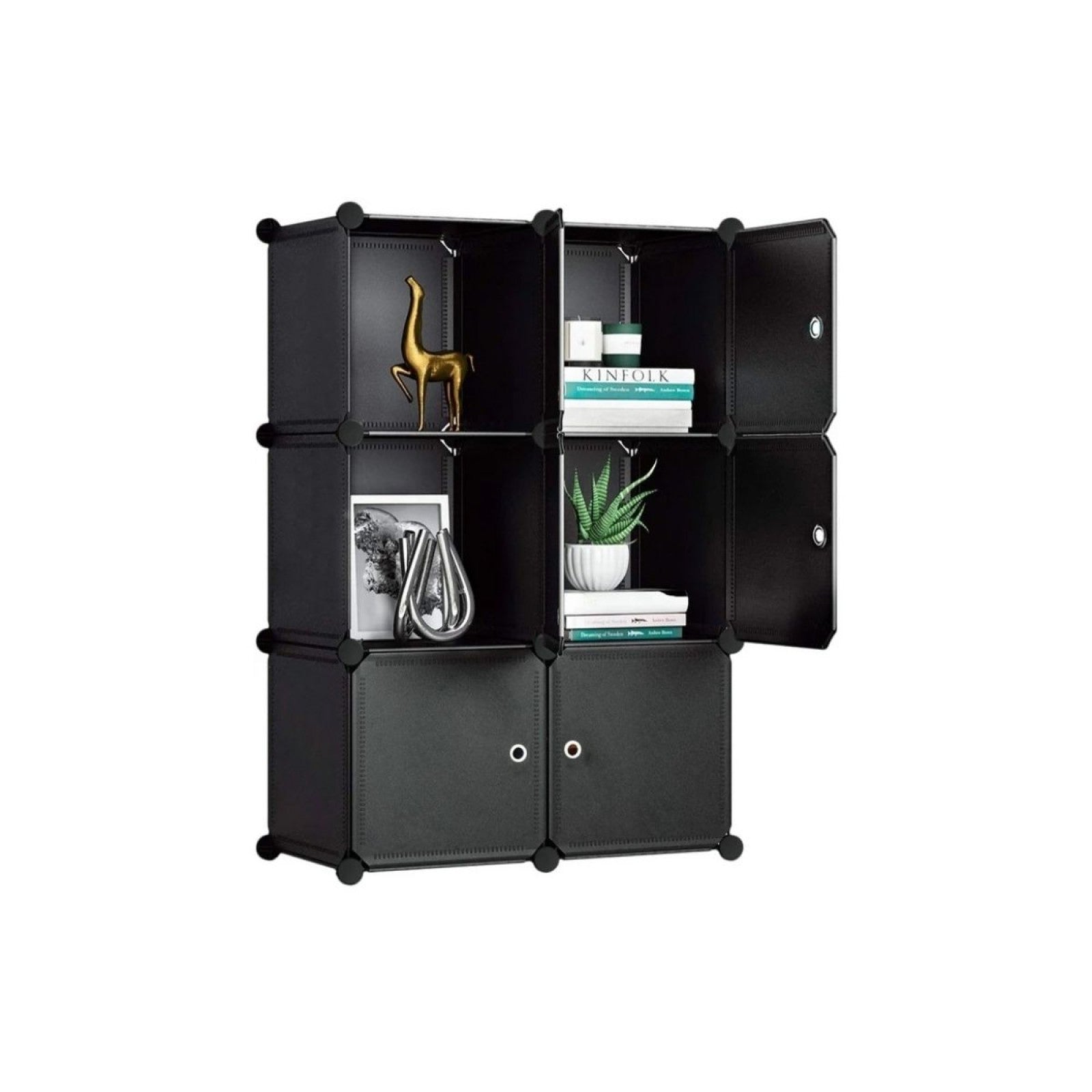 Dulap Modular, 6 Usi, 110x75x37cm, Negru ❘  D7150