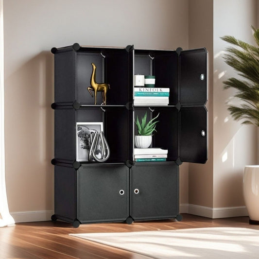 Dulap Modular, 6 Usi, 110x75x37cm, Negru ❘  D7150