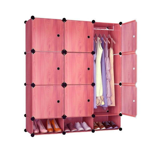 Dulap Modular, 9 Uși, Naimeed, 127x110x37 cm, Coral ❘ D7158-modular