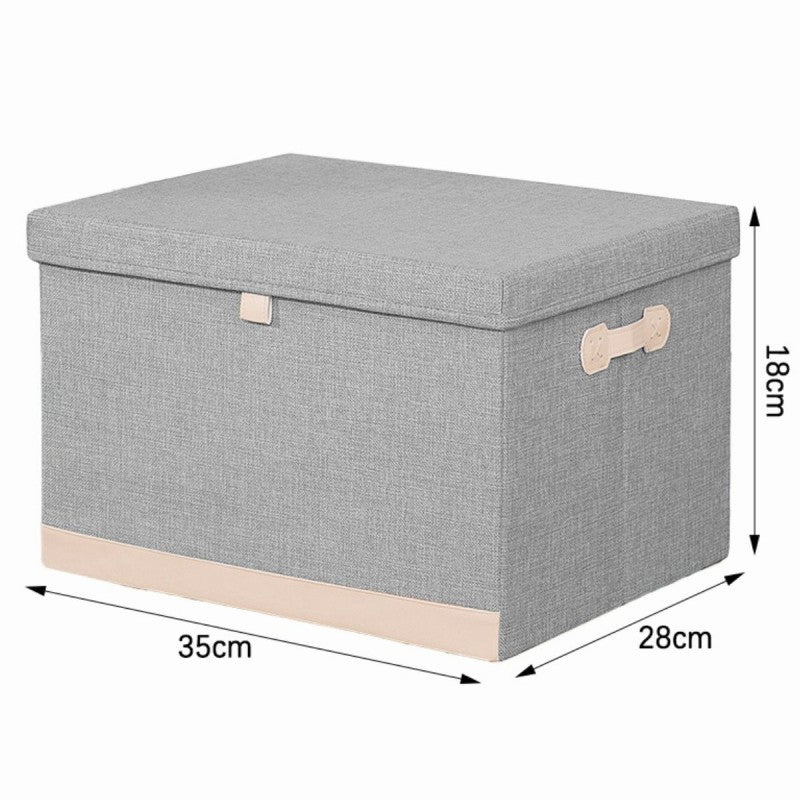 Cutie Depozitare Multifuncțională, Pliabilă, cu Capac, Dimenisuni  35 x 28 x 18 cm, Albastru/Gri | D7669 / D7661