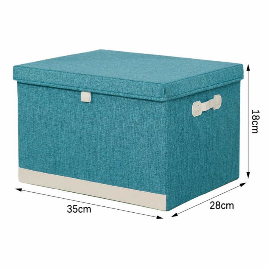 Cutie Depozitare Multifuncțională, Pliabilă, cu Capac, Dimenisuni  35 x 28 x 18 cm, Albastru/Gri | D7669 / D7665 / D7661