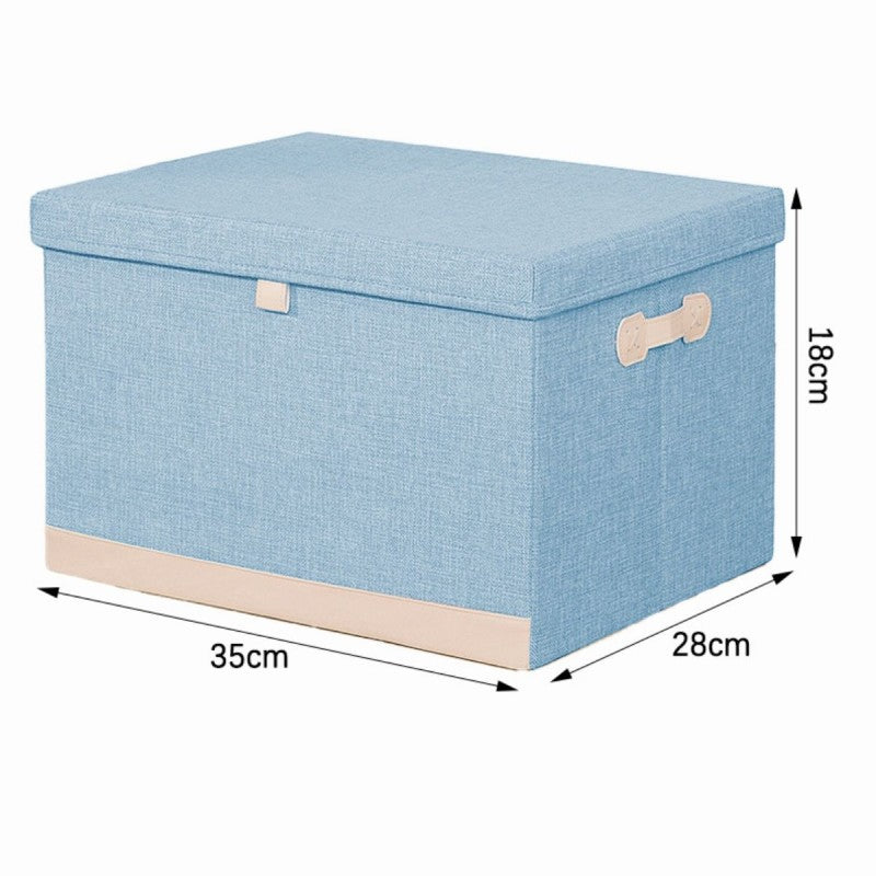 Cutie Depozitare Multifuncțională, Pliabilă, cu Capac, Dimenisuni  35 x 28 x 18 cm, Albastru/Gri | D7669 / D7661