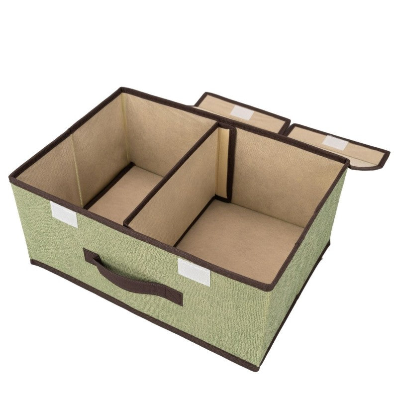 Cutie Depozitare din Poliester, Pliabilă, cu Dublă Acoperire și Compartimentare Flexibilă, 35 x 25 x 15 cm, Verde | D7671