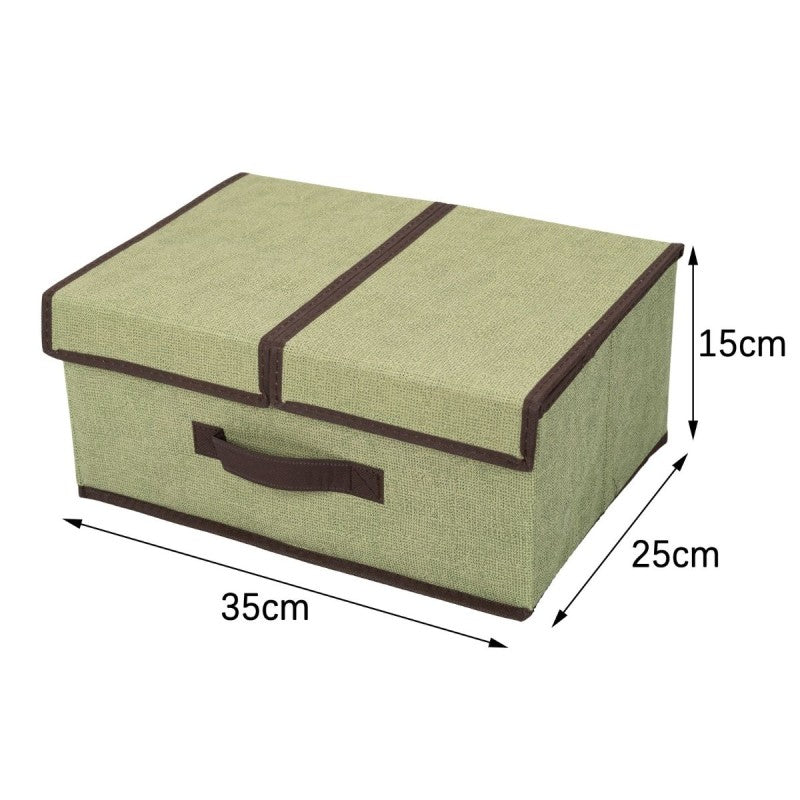 Cutie Depozitare din Poliester, Pliabilă, cu Dublă Acoperire și Compartimentare Flexibilă, 35 x 25 x 15 cm, Verde | D7671