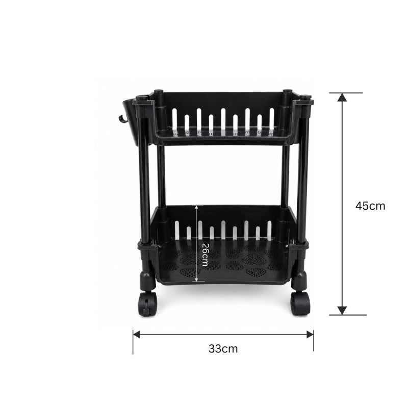 Raft Multifuncțional, 2 Niveluri, Negru, 33 x 26 x 45 cm ❘ D7715