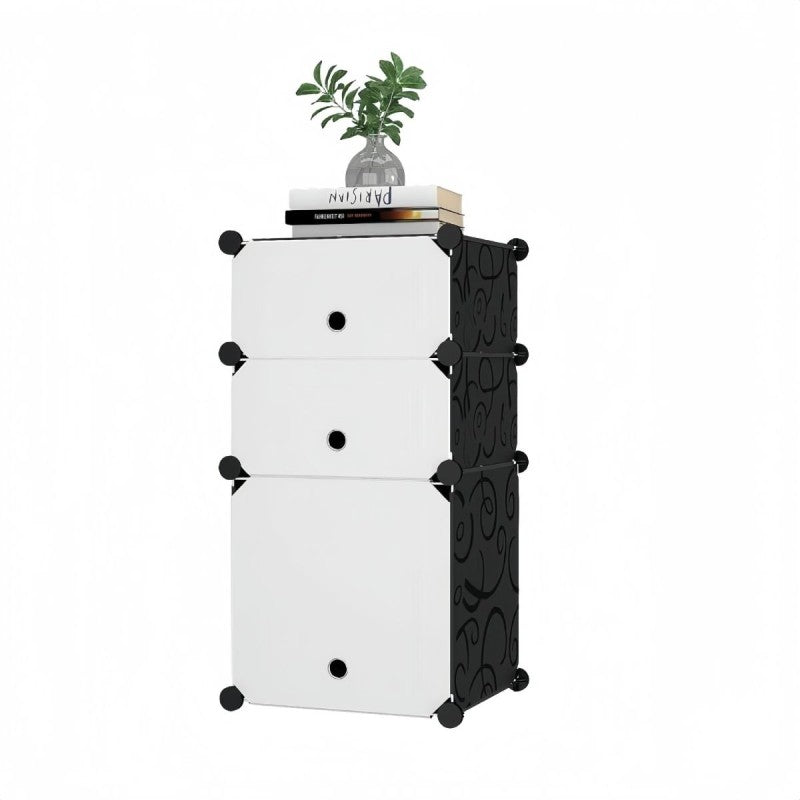 Dulap Modular, 3 Uși, 74 x 37 x 37 cm, Alb/Negru ❘ D7891