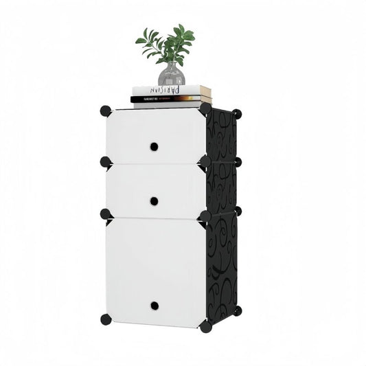Dulap Modular, 3 Uși, 74 x 37 x 37 cm, Alb/Negru ❘ D7891