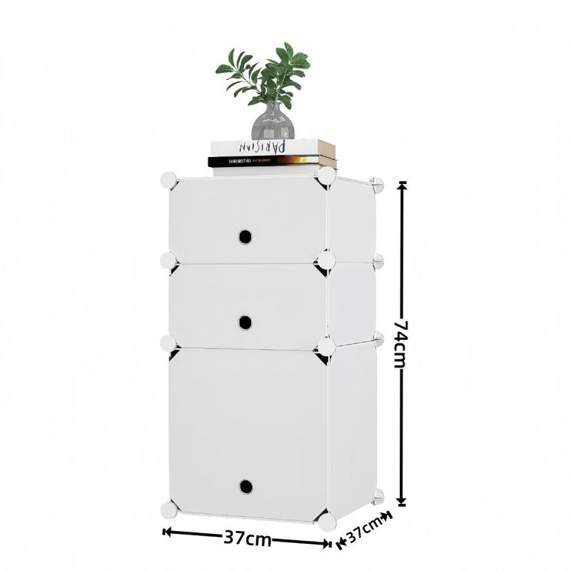 Dulap Modular, 3 Uși, 74 x 37 x 37 cm, Alb/Negru ❘ D7891 / D78912 / D7893
