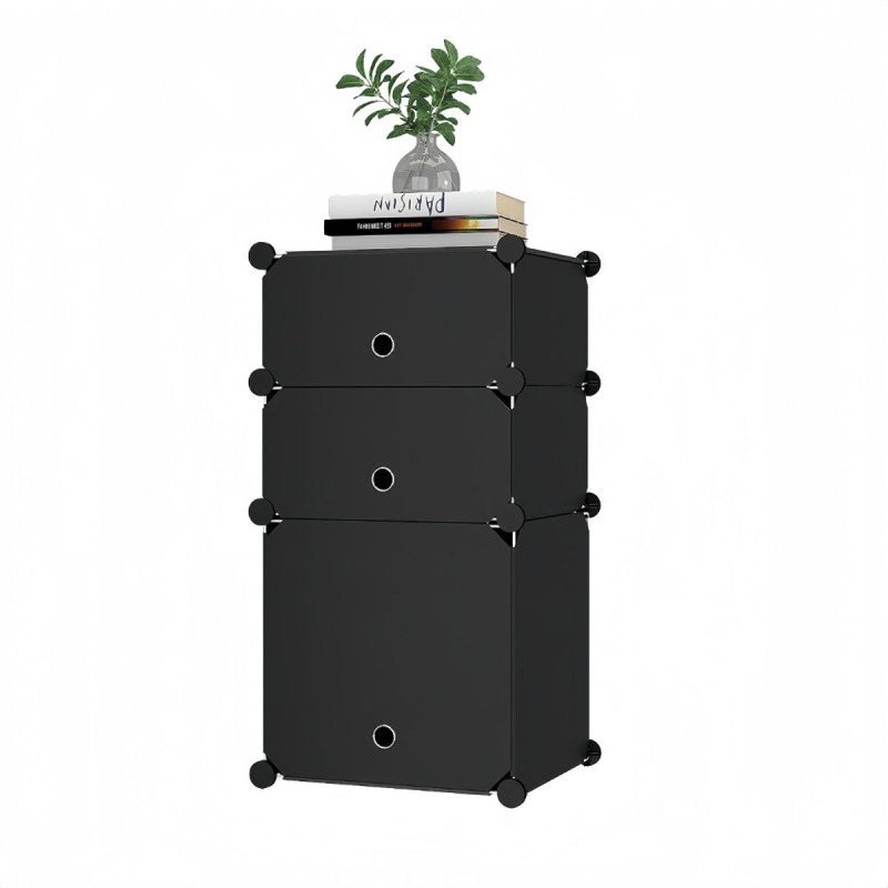 Dulap Modular, 3 Uși, 74 x 37 x 37 cm, Negru ❘ D7893