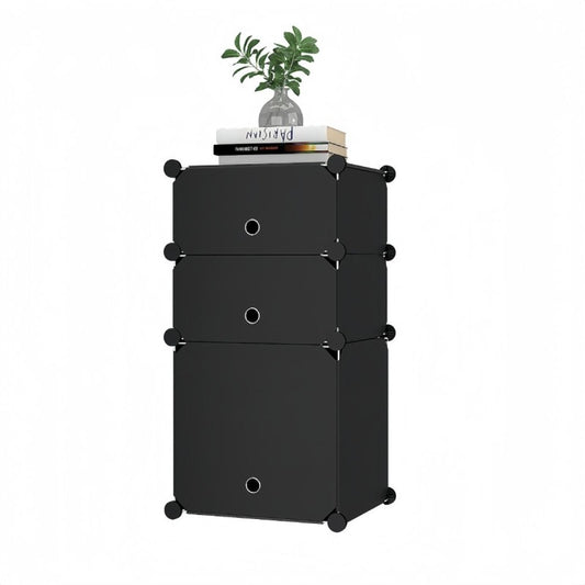 Dulap Modular, 3 Uși, 74 x 37 x 37 cm, Negru ❘ D7893