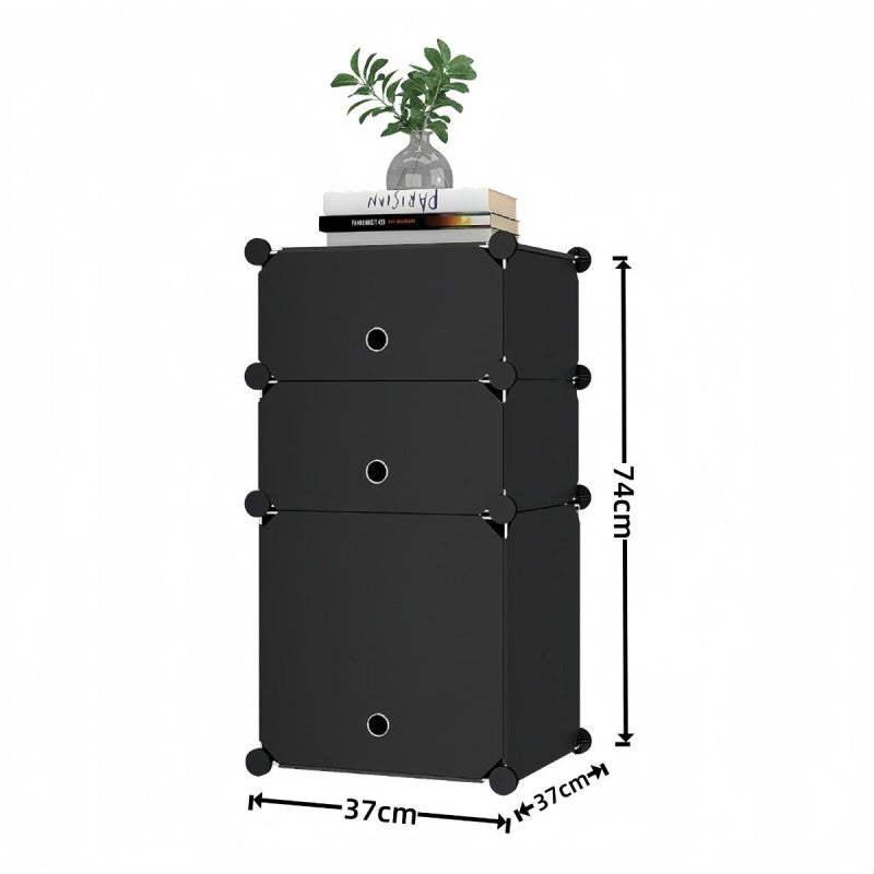 Dulap Modular, 3 Uși, 74 x 37 x 37 cm, Alb/Negru ❘ D7891 / D78912 / D7893