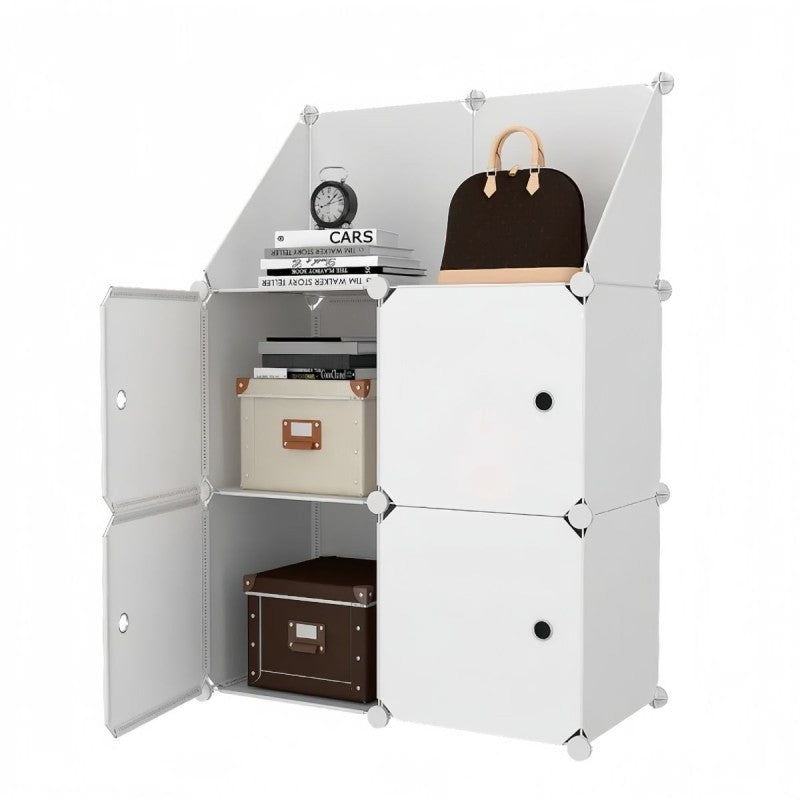 Dulap Modular, 4 Uși, 110 x 75 x 37 cm, Alb/Gri ❘ D7894