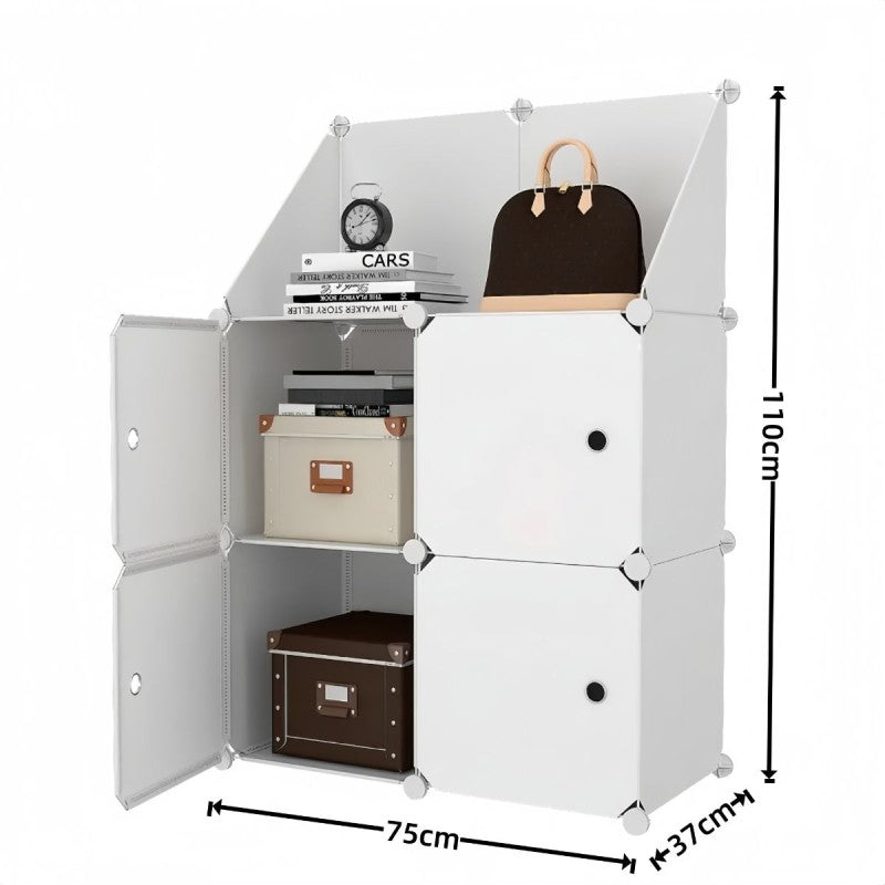 Dulap Modular, 4 Uși, 110 x 75 x 37 cm, Alb/Gri ❘ D7894