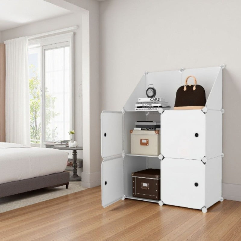 Dulap Modular, 4 Uși, 110 x 75 x 37 cm, Alb/Gri ❘ D7894