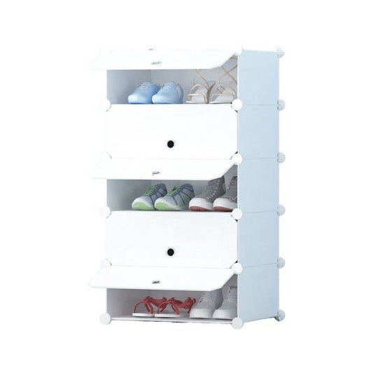 Pantofar Modular, 5 Uși, 37 x 47 x 90 cm Albastru / Roz / Negru ❘ D7897 / D7898 / D7899
