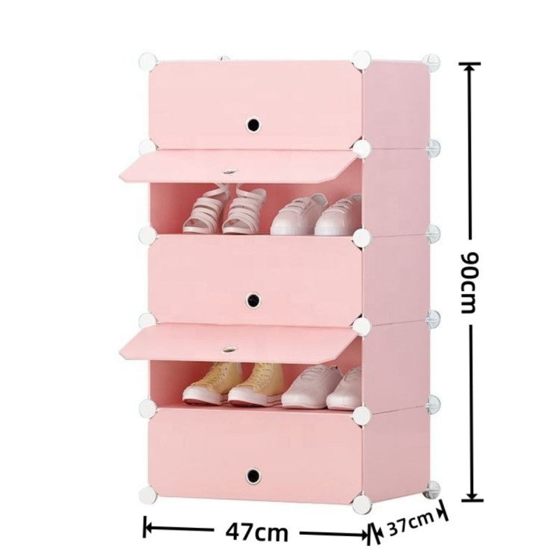 Pantofar Modular, 5 Uși, 37 x 47 x 90 cm Albastru / Roz / Negru ❘ D7897 / D7898 / D7899