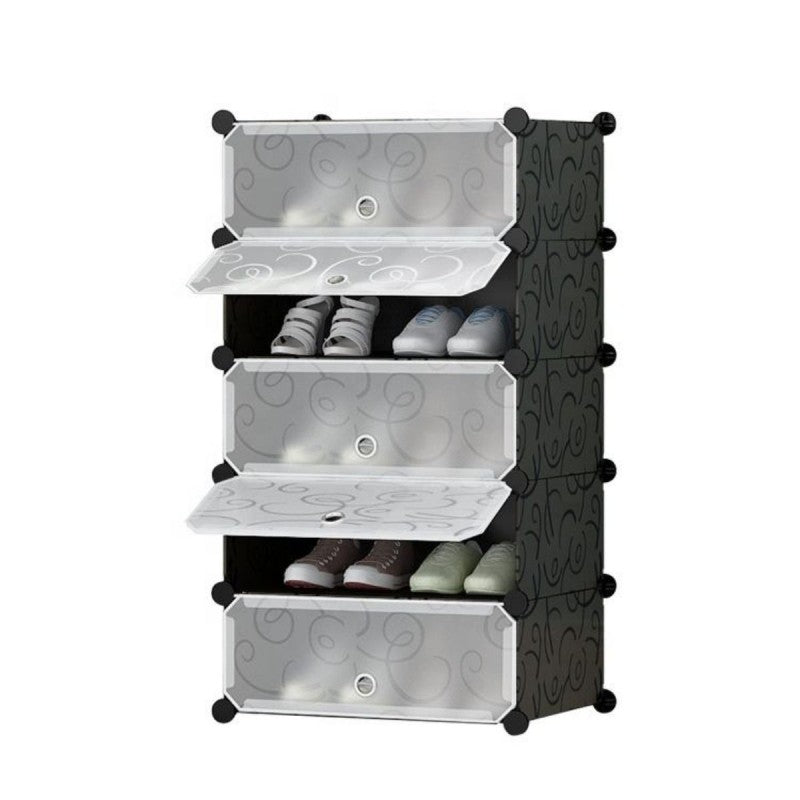 Pantofar Modular, 5 Uși, 37 x 47 x 90 cm Albastru / Roz / Negru ❘ D7897 / D7898 / D7899