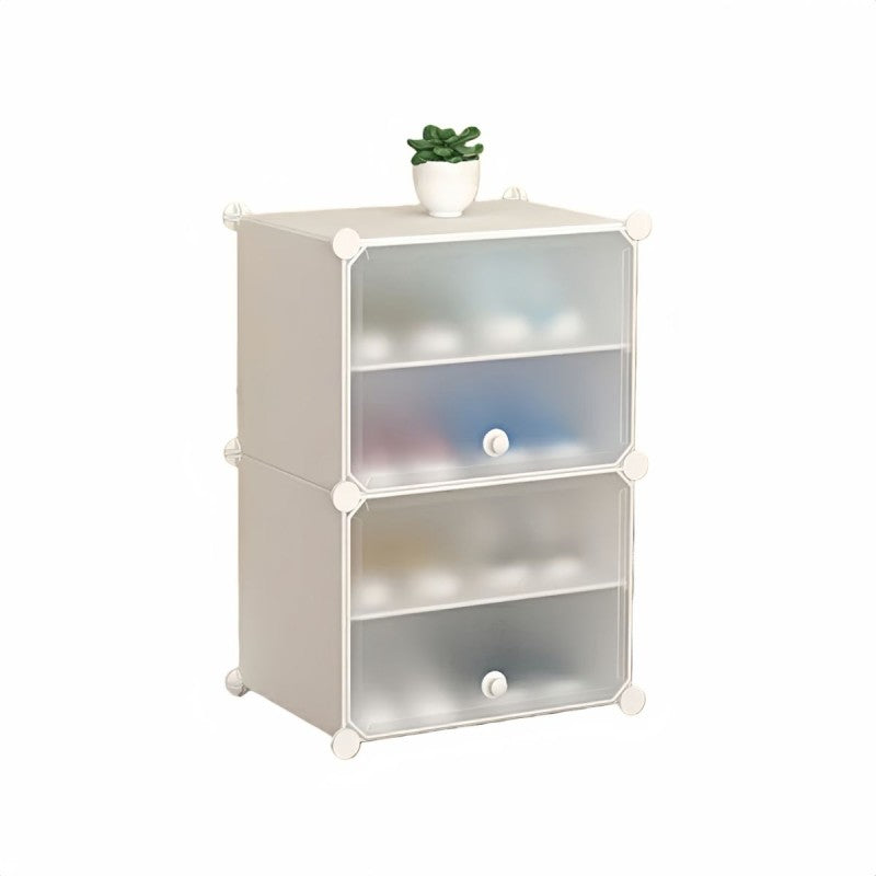 Pantofar Modular, 2 Uși, 4 Compartimente pentru Pantofi, 32 x 42 x 65 cm Alb / Negru ❘ D7900 / D7901