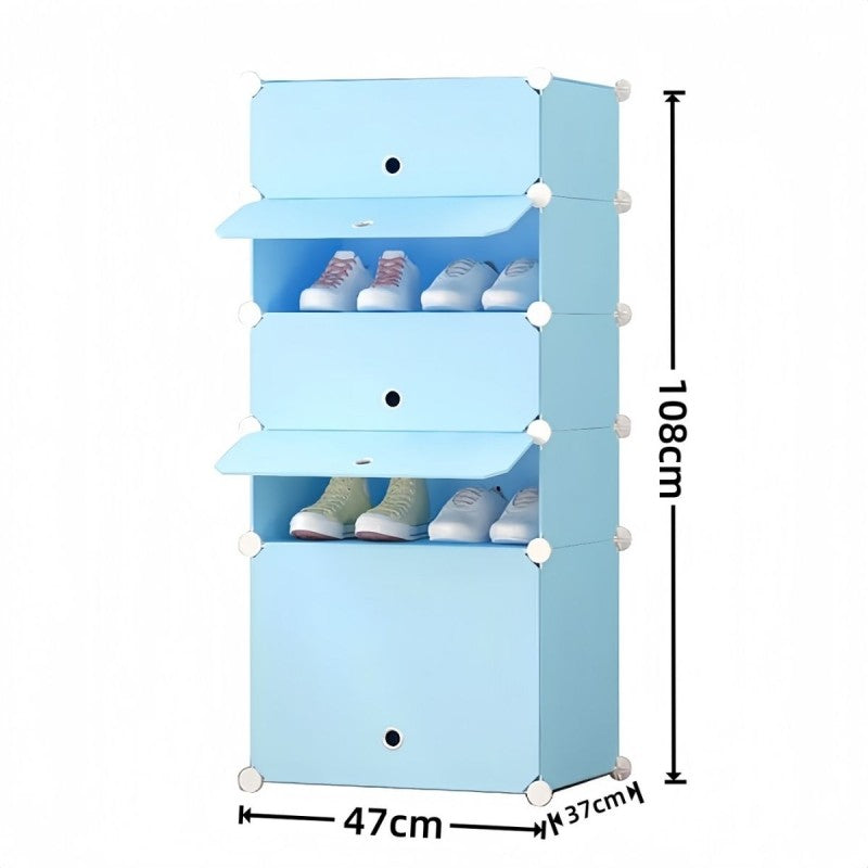 Pantofar Modular, 5 Uși, 37 x 47 x 108 cm Albastru / Negru ❘ D7902 / D7903