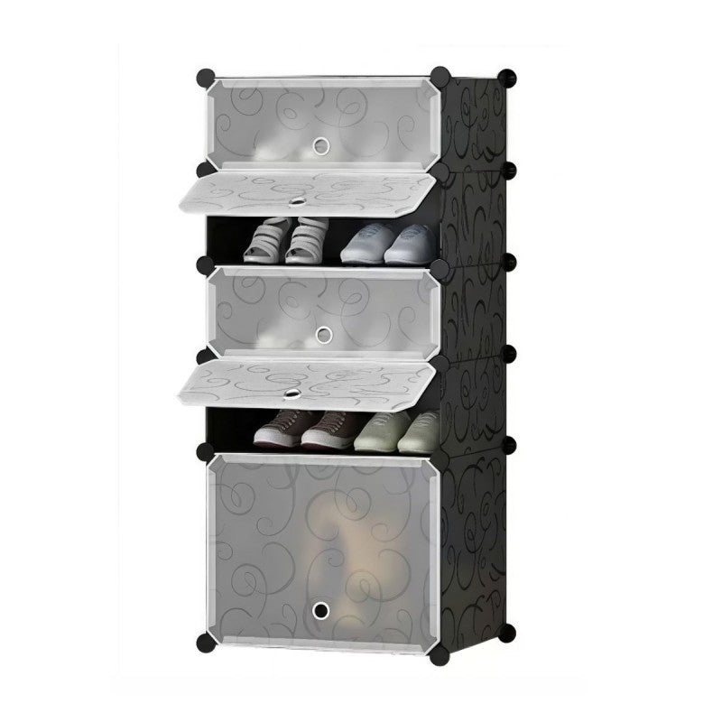 Pantofar Modular, 5 Uși, 37 x 47 x 108 cm Albastru / Negru ❘ D7902 / D7903