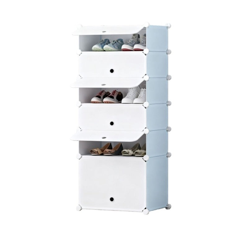 Pantofar Modular, 6 Uși, 37 x 37 x 125 cm Albastru / Roz / Negru ❘ D7904 / D7905 / D7906
