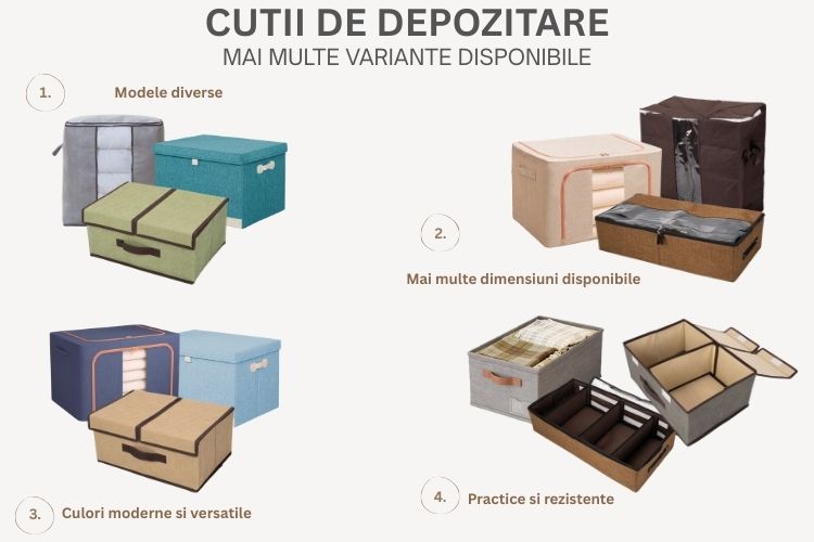 Cutie Depozitare Multifuncțională, Pliabilă, cu Capac, Dimenisuni 50x40x30cm, Diverse Culori | D7642 / D7634 / D7638