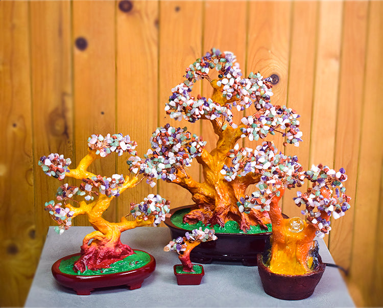 Fântână Arteziană, Feng Shui, cu LED, Pompă Submersibilă, Pietre Semiprețioase și Lumini, Înălțime 23cm ❘ D3008