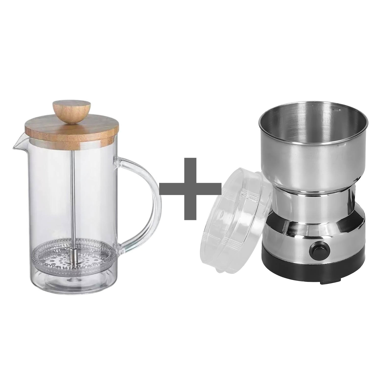 Pachet: Infuzor French Press, 600 ml + Râșniță Cafea, 150W ❘ D6974/D5169