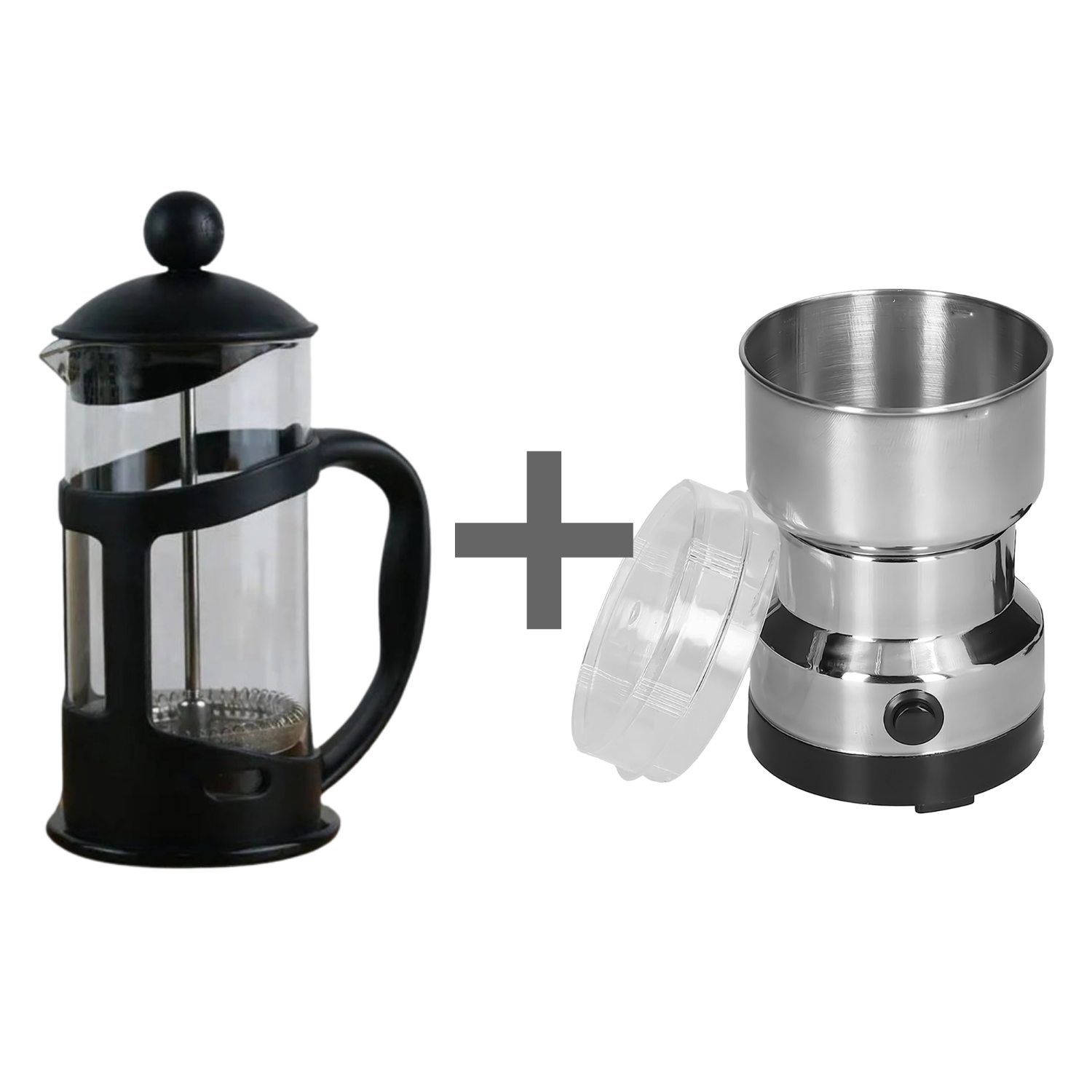 Pachet: Infuzor French Press, 600 ml + Râșniță Cafea, 150W ❘ D6969/D5169