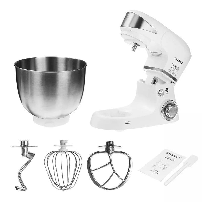 Robot de Bucătărie, 1000W, bol inox 5L, 6 trepte de viteză, Alb ❘ Sokany SC-206
