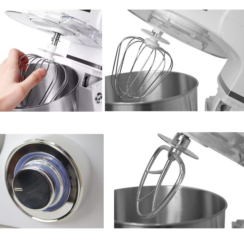 Robot de Bucătărie, 1000W, bol inox 5L, 6 trepte de viteză, Alb ❘ Sokany SC-206