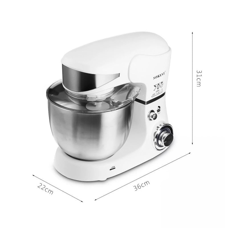 Robot de Bucătărie, 1000W, bol inox 5L, 6 trepte de viteză, Alb ❘ Sokany SC-206