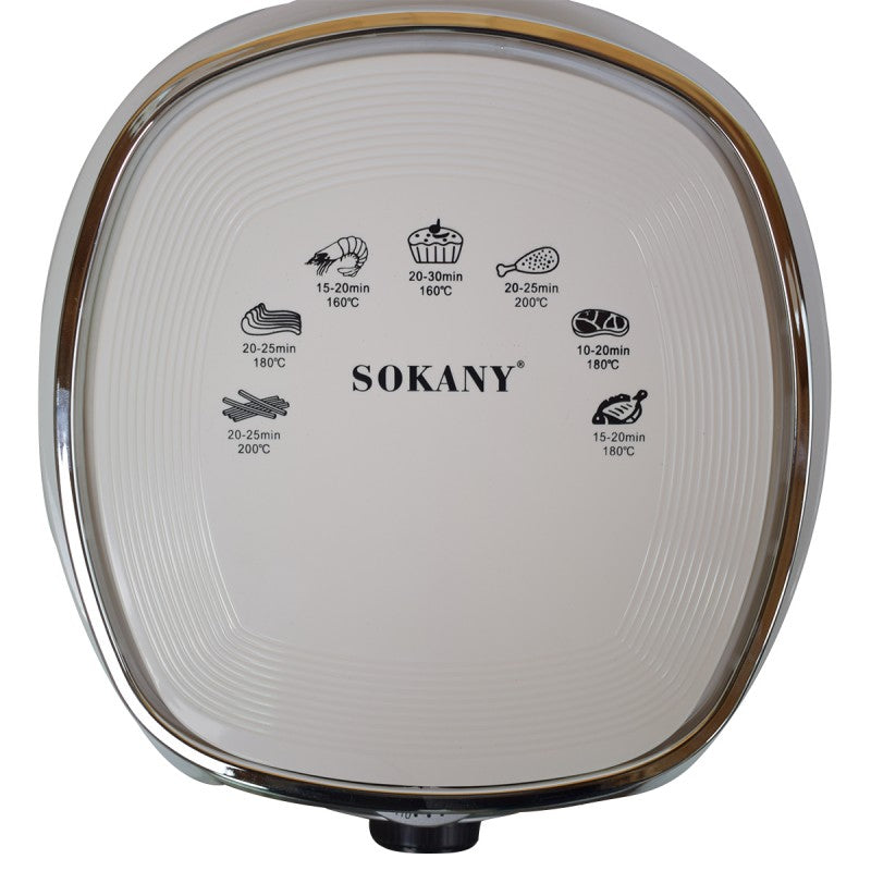 Friteuză fără ulei Sokany, 5L, 1500W, Alb + CADOU 100 x Hârtie de copt pentru friteuză, air fryer, cuptor cu microunde, Maro ❘ SE-3010 / D5142-maro-tava