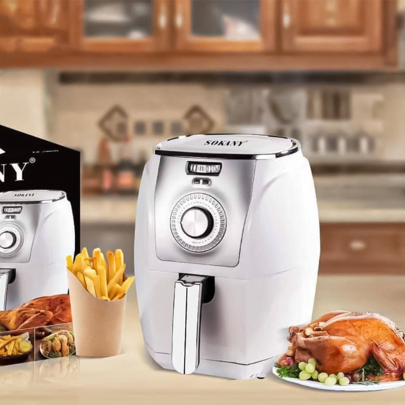 Friteuză fără ulei Sokany, 5L, 1500W, Alb + CADOU 100 x Hârtie de copt pentru friteuză, air fryer, cuptor cu microunde, Maro ❘ SE-3010 / D5142-maro-tava