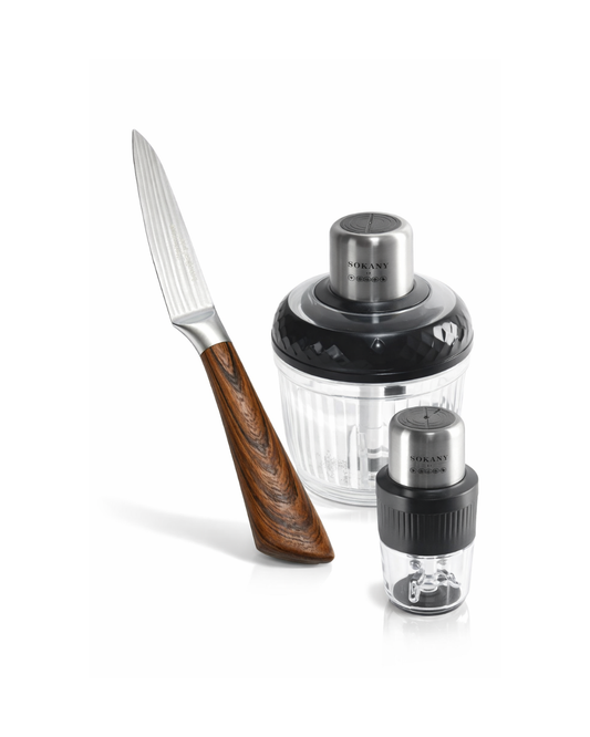 Pachet: Tocător Electric 2 în 1 + Cuțit pentru Legume, 12.5 cm ❘ Sokany SK-YM-7032 + D3362