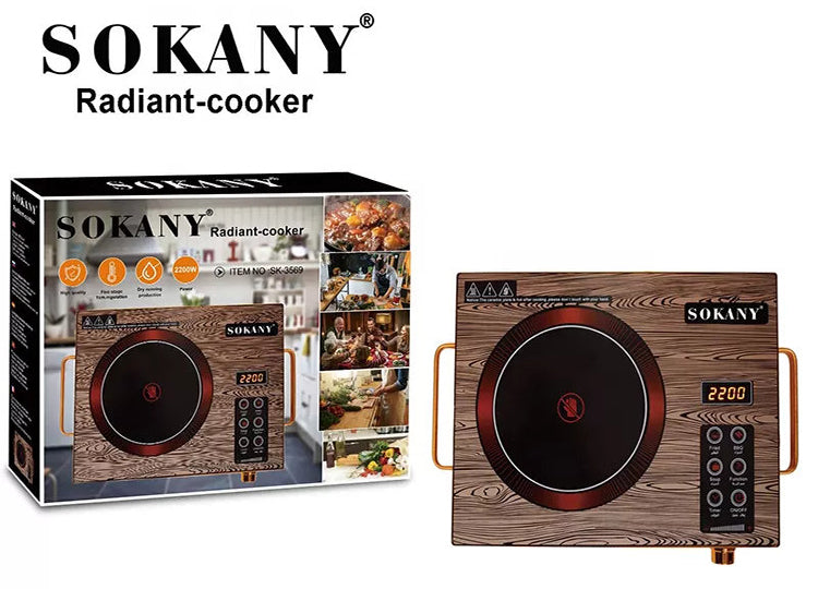 Plită Electrică Vitroceramică, 2200 W, Control al Temperaturii, Timer, Afișaj Digital ❘ SK-3569